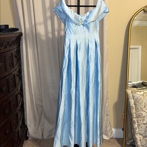 Elegant Light Blue Off-Shoulder Prom Dress